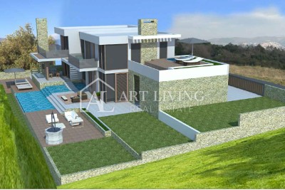 Istra, Labin, okolica - atraktivna vila v roh-bau fazi na odlični lokaciji, 80 m od morja