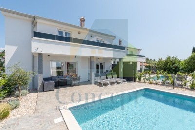 Poreč, okolica - EKSKLUZIVA AGENCIJE -  Moderna dvojna kuća s pogledom na more, 4 km od mora