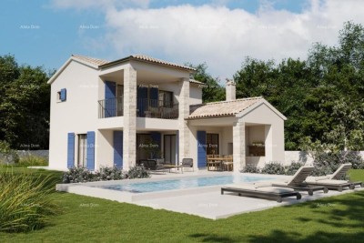 Pićan, Kuća s bazenom u izgradnji, pogled na Učku