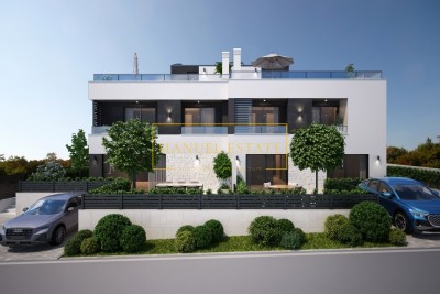 VACKERT MODERN HÄLFTÅS HUS 171 M² MED TAKTERRASSA I POREČ - 2 KM FRÅN HAVET, ISTRIEN! - under uppbyggnad