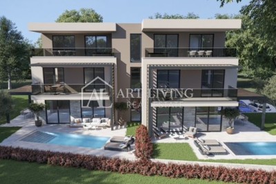 Poreč-okolica, dvoetažni stan sa bazenom u novogradnji 3 km od mora