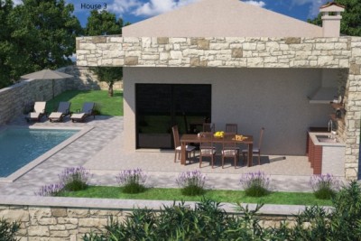 Čabruniči , centralna Istra ,  šarmantna  prizemnica sa bazenom .