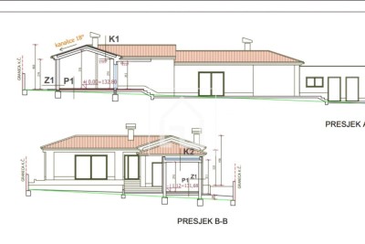 Peruški, Baugrundstück mit Projekt und Baugenehmigung.