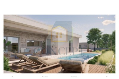 Poreč, okolica, Prizemna kuća s bazenom na mirnoj lokaciji, 5 km od mora