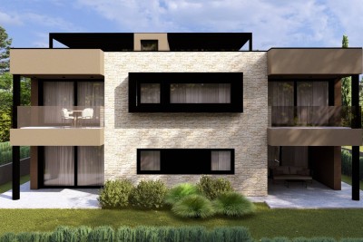 POREČ, TROSOBAN STAN U NOVOGRADNJI KROVNOM TERASOM